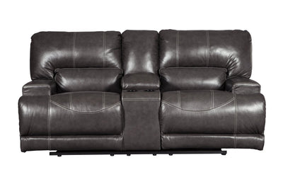 McCaskill Gray Power Reclining Loveseat with Console