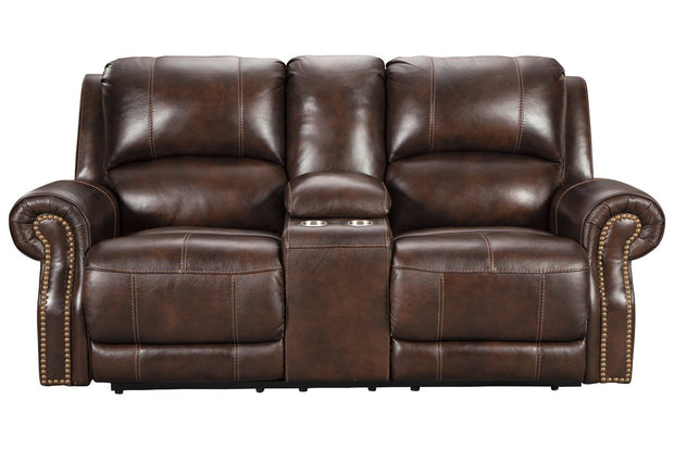 Buncrana Chocolate Power Reclining Loveseat with Console
