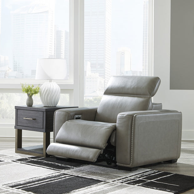 Correze Gray Leather Power Reclining Chair