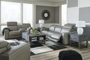 Correze Gray Leather Living Room Set
