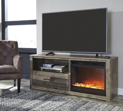 Derekson Multi Gray Large TV Stand w/Fireplace Option