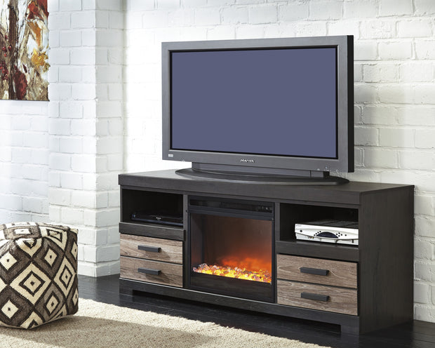 Harlinton Warm Gray Large TV Stand w/Fireplace Option