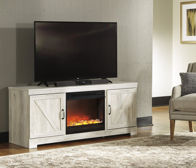 Bellaby Whitewash Large TV Stand w/Fireplace Option