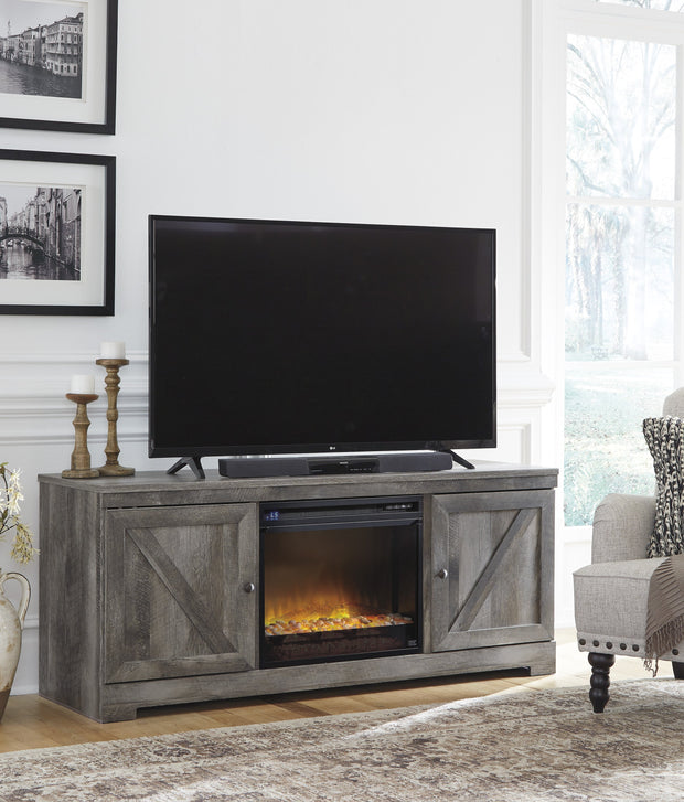 Wynnlow Gray Large TV Stand w/Fireplace Option