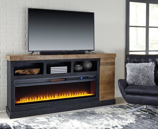 Tonnari Two-tone Brown XL TV Stand w/Fireplace Option