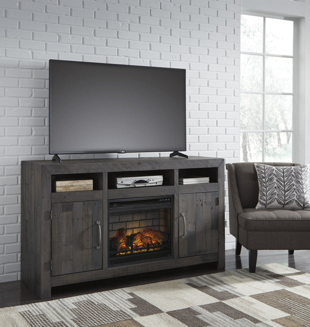 Mayflyn Charcoal Large TV Stand w/Fireplace Option