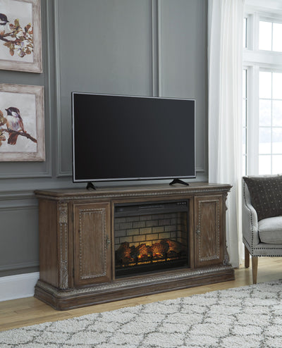 Charmond Brown XL TV Stand w/Fireplace Option