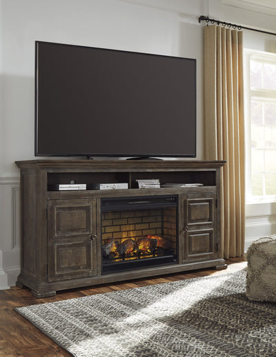 Wyndahl Rustic Brown XL TV Stand w/Fireplace Option