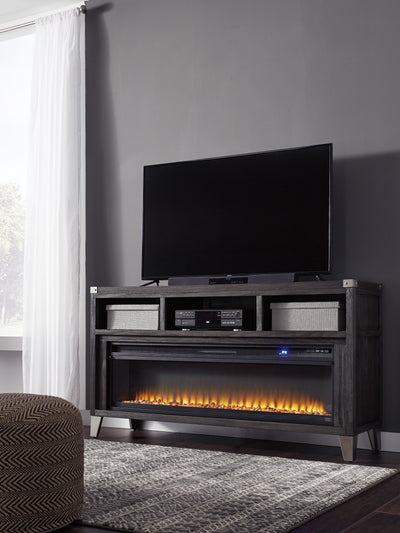 Todoe Gray Large TV Stand w/Fireplace Option