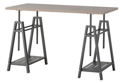 Irene Grayish Brown/Gunmetal Adjustable Height Desk