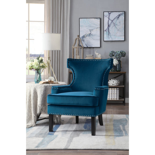 Lapis Blue Velvet Accent Chair