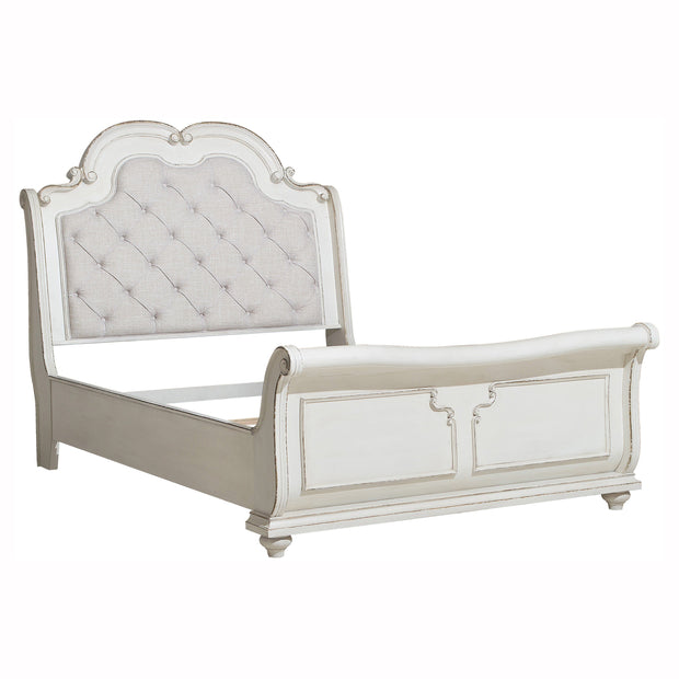 Willowick Antique White King Sleigh Bed
