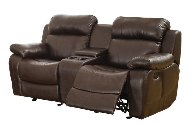 Marille Brown Bonded Leather Reclining Loveseat