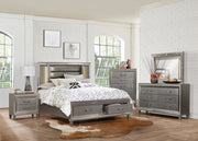 Tamsin Metallic Silver/Gray LED Storage Platform Bedroom Set