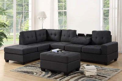 Heights Charcoal Gray Reversible Sectional with Storage Ottoman ***