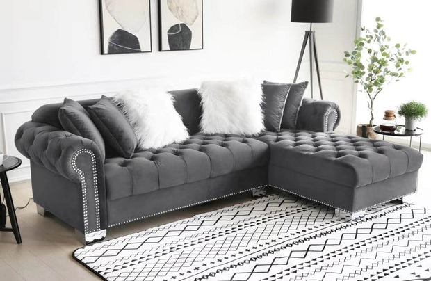 Royal Gray Velvet RAF Sectional