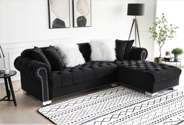 Royal Black Velvet RAF Sectional