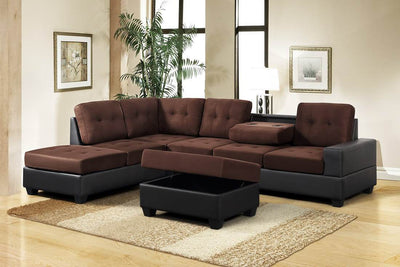 Heights Chocolate/Black Reversible Sectional with Storage Ottoman ***